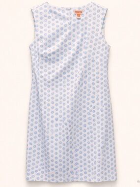 Persifor Light Blue & White Seashell Patterned Cotton Shift Dress S